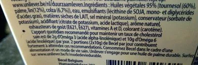 Lista de ingredientes del producto Cuire et rôtir Becel 500gr