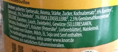 Lista de ingredientes del producto Gemüse Bouillon Knorr 120 g