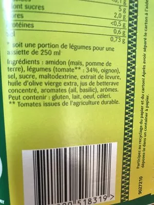 Lista de ingredientes del producto Velouté De Tomates Knorr 