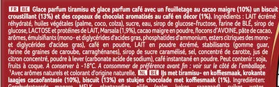 Lista de ingredientes del producto Viennetta Dessert Glace Parfum Tiramisu 7 parts Viennetta, Miko, Unilever 650 ml (350 g)