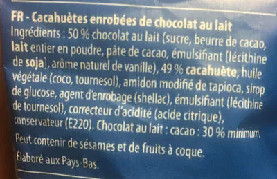 Lista de ingredientes del producto Penauts Choco moment 275g