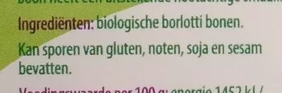 Lista de ingredientes del producto Borlotti bonen Ekoplaza 500 g