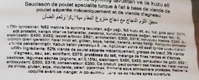 Lista de ingredientes del producto Saucisson a l ail doux  