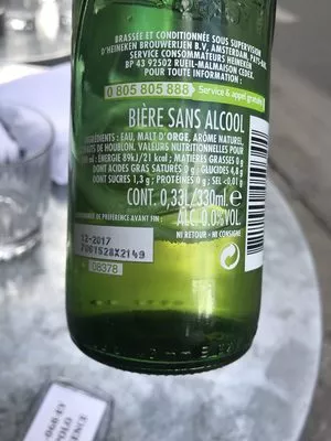 Lista de ingredientes del producto Biere 00 Heineken 