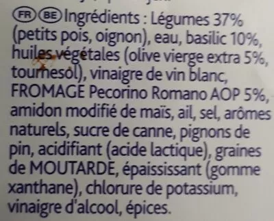 Lista de ingredientes del producto Pecorino & basilic Hellmann's 570 ml