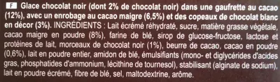 Lista de ingredientes del producto Cornetto - Chocolatissimo (Chocolat Intense) Miko 300 g (5 unités), 450 mL