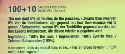 Lista de ingredientes del producto Yellow label tea Lipton 220g, 100+10 sachets