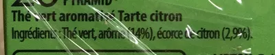 Lista de ingredientes del producto Thé vert façon Tarte Citron Lipton 28 g