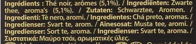 Lista de ingredientes del producto Lipton Thé Rich Earl Grey 50 Sachets Lipton 80 g