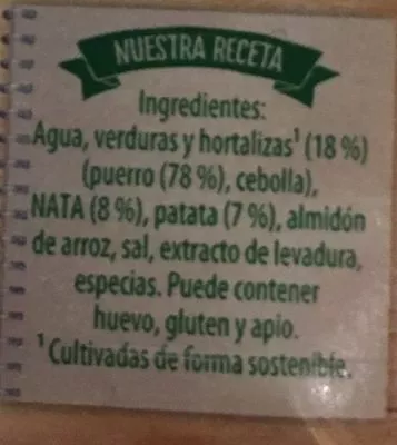 Lista de ingredientes del producto Knorr Crema Vichyssoise 500 ML Knorr 500 ml