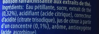 Lista de ingredientes del producto Ice Tea pétillant Lipton 330 ml