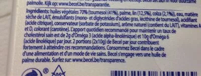 Lista de ingredientes del producto Margarine Becel 250g