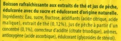 Lista de ingredientes del producto Ice tea pêche Light Lipton 1.5 L