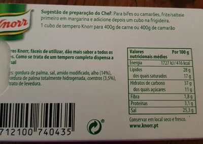 Lista de ingredientes del producto Knoor ail&fines herbes KNORR 8 cubos x 9g