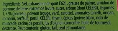 Lista de ingredientes del producto Finesse Légumes Dégraissé Knorr 140 g (14 * 10 g)