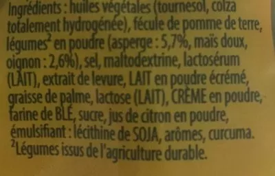 Lista de ingredientes del producto Soupissime Instant Asperges Knorr 