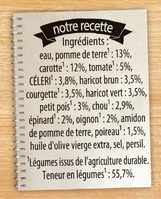 Lista de ingredientes del producto Knorr Soupe 12 Légumes Façon Minestrone Knorr, Unilever 50 cl (500 ml)