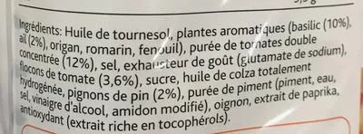 Lista de ingredientes del producto Mise en place Pesto Rouge Knorr, Unilever Food Solutions, Unilever 700 g e