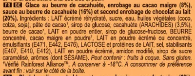 Lista de ingredientes del producto Magnum Glace Batonnet Mini Double Peanut Butter Magnum 6 x 60 ml (300 g)