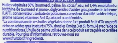 Lista de ingredientes del producto Demi-Sel Oméga 3 (offre spéciale) Fruit d'Or 600 g