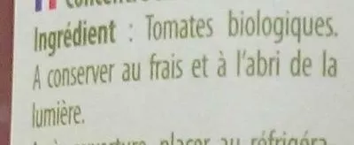 Lista de ingredientes del producto Concentré de tomates La Bio Idea 200 g