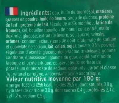 Lista de ingredientes del producto Sauce au poivre Verstegen 