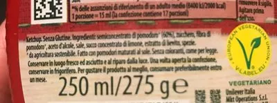 Lista de ingredientes del producto Ketchup Calvé Unilever 275 g