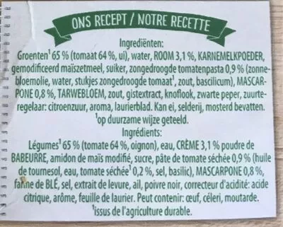 Lista de ingredientes del producto Suprême De Tomates Velouté 1l Knorr 