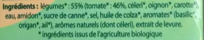 Lista de ingredientes del producto Mouliné de tomates au basilic Knorr 1 L