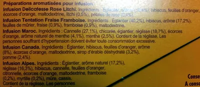 Lista de ingredientes del producto Coffret d'infusions parfumées Lipton, Unilever 5x10 sachets pyramide - 102g