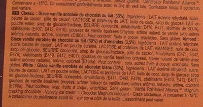 Lista de ingredientes del producto Mini bâtonnets Magnum Magnum x8 480ml / 400g