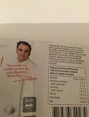 Lista de ingredientes del producto Bouillon De Légumes En Pâte Knorr 