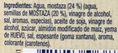 Lista de ingredientes del producto Mostaza envase 250 ml Hellmann's 257 g