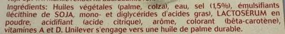 Lista de ingredientes del producto Margarine Végétale  Solo, Unilever 500 g