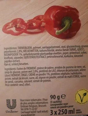 Lista de ingredientes del producto Sauce poivre vert Knorr 