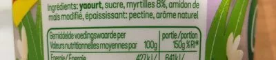 Lista de ingredientes del producto Yaourt entier myrtille Campina 450 g