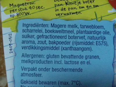 Lista de ingredientes del producto Pannenkoeken Jan 360 g