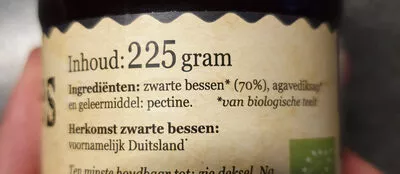 Lista de ingredientes del producto zwarte bessenjam De Nieuwe Band 225 g