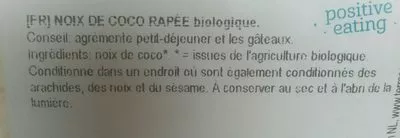 Lista de ingredientes del producto Noix de coco râpée TerraSana 