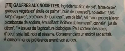 Lista de ingredientes del producto Gaufres Fourrees Aux Noisettes Terrasana 175 g