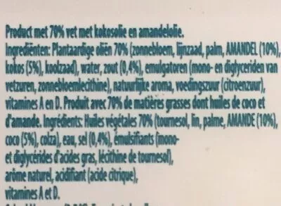 Lista de ingredientes del producto Margarine vegetale coco amande Becel 