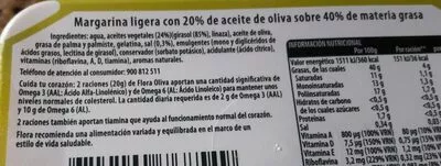 Lista de ingredientes del producto Margarina vegetal con aceite de oliva con omega Flora 