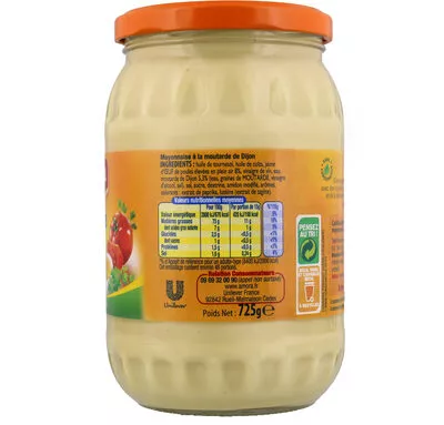 Lista de ingredientes del producto AMORA Mayonnaise bocal 725g Offre saisonniere Amora 725 g