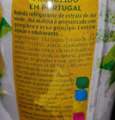 Lista de ingredientes del producto Green ice tea tu gingembre Lipton 