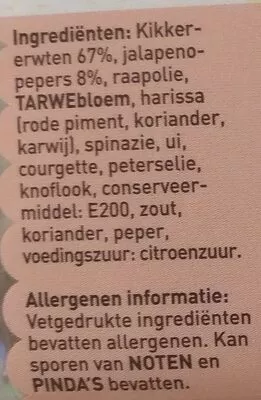 Lista de ingredientes del producto  Maza 