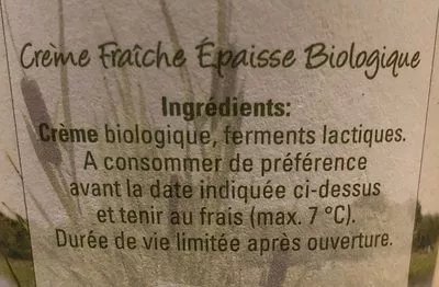 Lista de ingredientes del producto Crème fraiche épaisse  