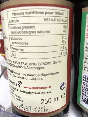 Lista de ingredientes del producto Sweet Soy Sauce Kikkoman 250 ml