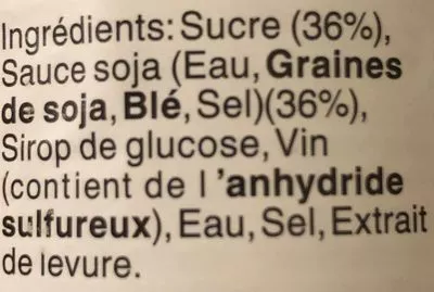 Lista de ingredientes del producto Sauce soja sucrée Kikkoman 250ml