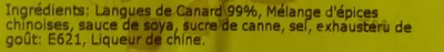 Lista de ingredientes del producto Langues de Canard Mariné St. Anny Foods, St Anny Foods B.V. 200 g