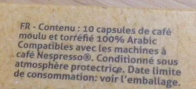 Lista de ingredientes del producto Capsules café  